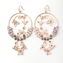 Load image into Gallery viewer, Mystic Gold Plated Foliage Vine Hoop Earrings