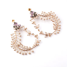 Load image into Gallery viewer, Pearl Fern Gold Plated Earrings