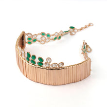 Load image into Gallery viewer, Cosmic Wreath Gold Ribbon Emerald Choker
