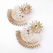 Load image into Gallery viewer, Sun Beam and Pearl Cloud Stud Earrings