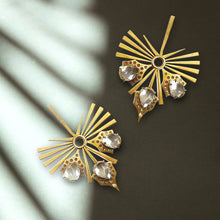 Load image into Gallery viewer, Crystal Maya 22k gold plated earrings