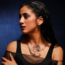 Load image into Gallery viewer, Midnight Moon Gemstone and Pearl Necklace