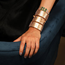 Load image into Gallery viewer, Galactic Shield Gold Ribbon Cuff Bracelet