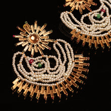 Load image into Gallery viewer, Sun Beam and Pearl Cloud Stud Earrings