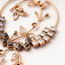 Load image into Gallery viewer, Mystic Gold Plated Foliage Vine Hoop Earrings