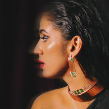 Load image into Gallery viewer, Cosmic Wreath Gold Ribbon Emerald Choker