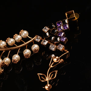 Pearl Fern Gold Plated Earrings
