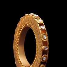 Load image into Gallery viewer, Gold coin bangle hand cuff with floating crystals