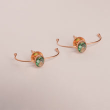Load image into Gallery viewer, Molten Mint Gold Plated Green Crystal Loop Stud Earrings