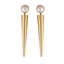 Load image into Gallery viewer, GOLD PLATED HALF PEARL AND POKE EARRING