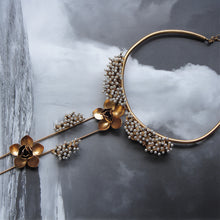Load image into Gallery viewer, NECKPIECE WITH WIRE PEARLS AND MAGNOLIA FLOWERS