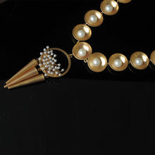 Load image into Gallery viewer, GOLD PLATED KATURI AND HALF PEARLS NECKPIECE WITH WIRE PEARL AND 3 POKES PENDENT