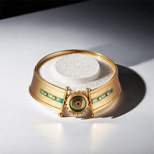 Load image into Gallery viewer, GOLD PLATED CHOKER WITH DOTTED DOME AND GREEN ENAMEL