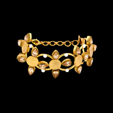 Load image into Gallery viewer, Gold coin pink crystal hand cuff