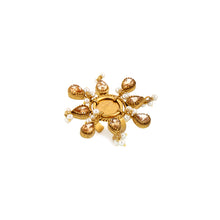 Load image into Gallery viewer, Golden sun ring with crystals and coin center