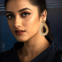 Load image into Gallery viewer, Gold coin motif and Surya earrings