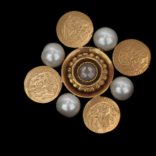 Load image into Gallery viewer, Gold Kasu Coin Indian Hair accessory with pearls