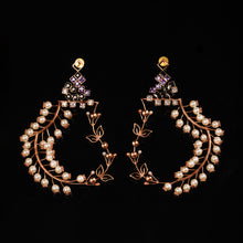 Load image into Gallery viewer, Pearl Fern Gold Plated Earrings