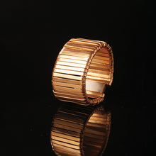 Load image into Gallery viewer, Galactic Shield Gold Ribbon Cuff Bracelet