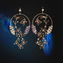 Load image into Gallery viewer, Mystic Gold Plated Foliage Vine Hoop Earrings