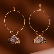 Load image into Gallery viewer, Violet Empire Cubic Zirconia Gold Plated Hoop Earrings