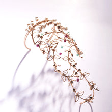 Load image into Gallery viewer, Ruby Fantasy Gold Fern Glove Cuff