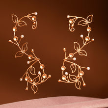 Load image into Gallery viewer, Spiral Dynasty Fern and Pearl Earrings