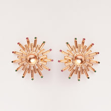 Load image into Gallery viewer, Sun Burst Gold Plated Stud Earrings