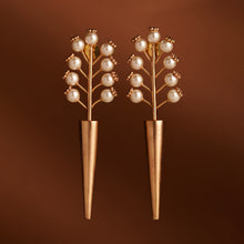 Load image into Gallery viewer, Cosmic Sabre Gold Plated Pearl Spike Earrings