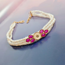 Load image into Gallery viewer, Pearls and Flamingoes choker neckpiece