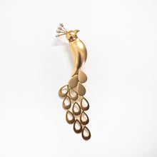 Load image into Gallery viewer, Gold Peacock Brooch