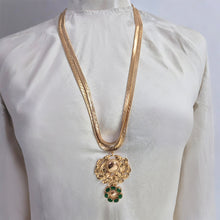 Load image into Gallery viewer, Gold Surya Foliage Necklace with Green Crystals