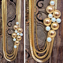 Load image into Gallery viewer, Dramatic surya and pearl gold necklace