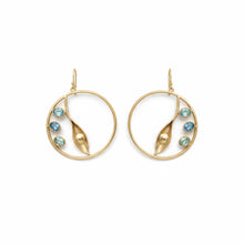 Load image into Gallery viewer, Gold Leaf Pod Crystal Hoops