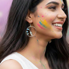 Load image into Gallery viewer, Silver Leaf Pod Crystal Hoops