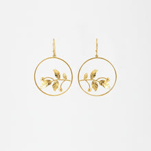 Load image into Gallery viewer, Leaf Vine Gold Hoop Earrings