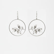 Load image into Gallery viewer, Leaf Vine Silver Hoop Earrings
