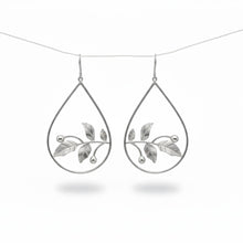 Load image into Gallery viewer, Silver Pear shaped Hoop earrings
