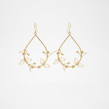 Load image into Gallery viewer, Gold Floral Teardrop Hoops