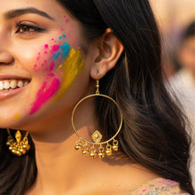 Load image into Gallery viewer, Gold Ghungroos Hoop Earrings