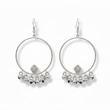 Load image into Gallery viewer, Silver Ghungroo Hoop Earrings