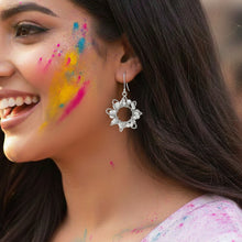 Load image into Gallery viewer, Silver Cluster Pearl Hoops