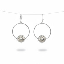 Load image into Gallery viewer, Crystal Point Silver Hoops