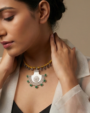 Load image into Gallery viewer, Sterling Silver & Yellow Cord Necklace with Pankha Pendant