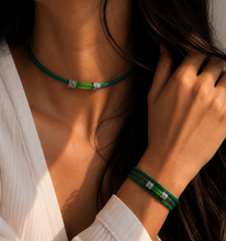 Load image into Gallery viewer, Acrylic Bead and Silver Green Rakhi with Flat Cord