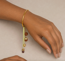 Load image into Gallery viewer, Neon Rudraksha Lumba Rakhi with Tulsi beads