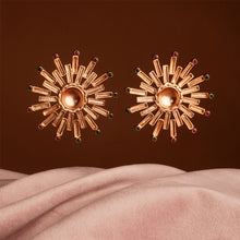 Load image into Gallery viewer, Sun Burst Gold Plated Stud Earrings