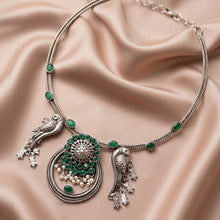 Load image into Gallery viewer, Green Stone Ornate Tribal Choker Necklace