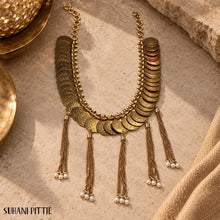 Load image into Gallery viewer, Gold coin necklace with pearl fringe worn by Anasuya Bharadwaj