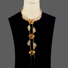 Load image into Gallery viewer, NECKPIECE WITH WIRE PEARLS AND MAGNOLIA FLOWERS